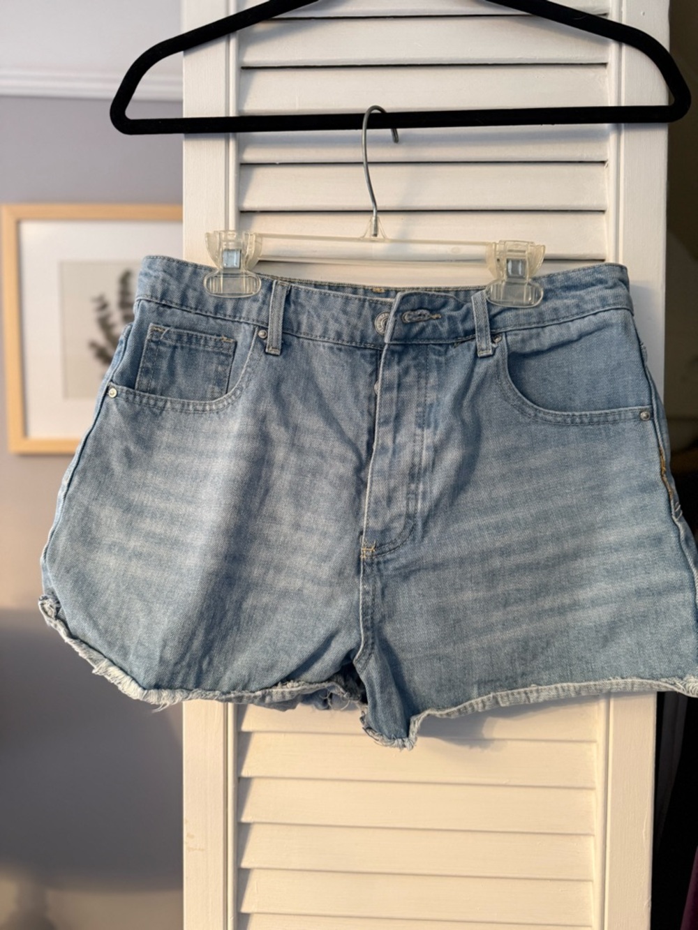 Forever 21 Light Blue Denim High-Rise Jean Shorts